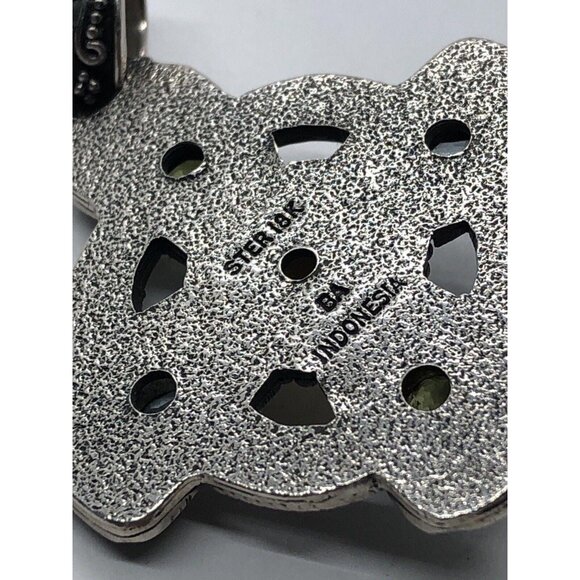 18k Gold and Sterling Silver Pendant Cross Bali Suarti Signed Topaz Peridot - Picture 6 of 7